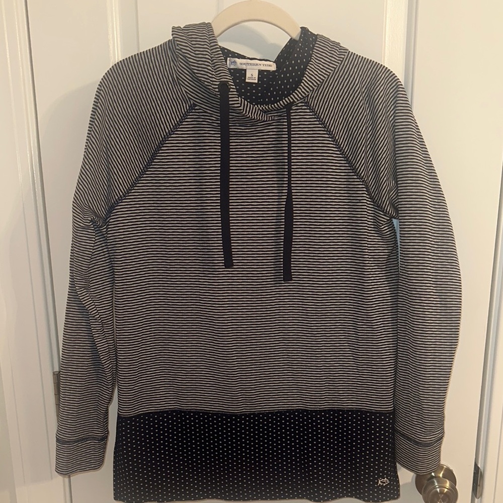 Southern Tide Dark Navy and White Striped Hoodie